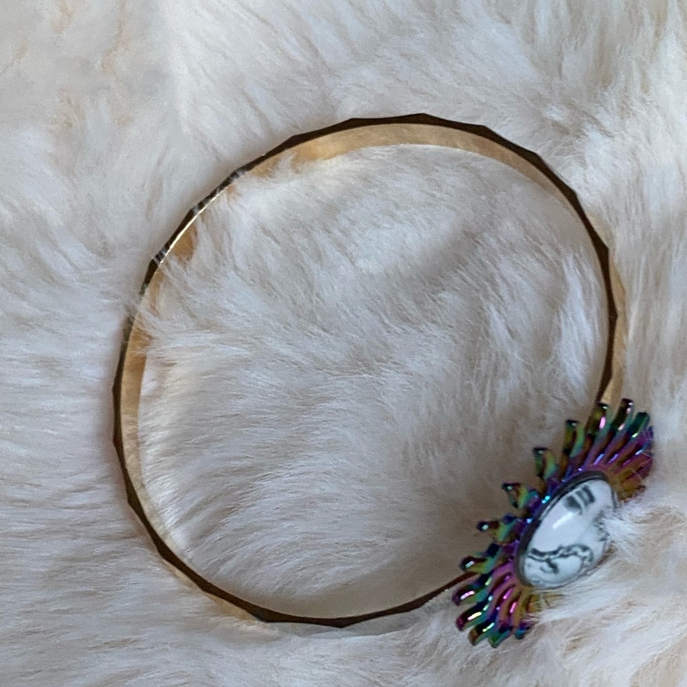 Fornasetti inspired puple Sunburst Bracelet with gold tones - Picture 4 of 8